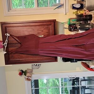 HALARA Burgundy V-Neck Jumpsuit